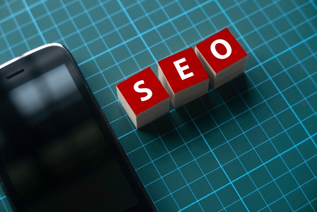 Local SEO symbol with mobile phone